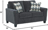 Abinger Chenille Contemporary Loveseat with 2 Accent Pillows, Dark Gray