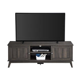 Modern TV Media Console Stand Entertainment Center with Two Doors and Adjustable Storage Shelves | Sturdy and Wide| Easy Assembly |Smoke Oak Wood Look Accent Living Room Home Furniture