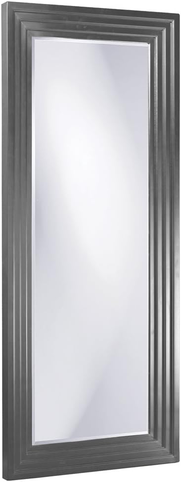 Bright Silver Leaf Tall Delano Mirror, Large Self Standing Full Length Rectangular Mirror