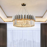 Luxurious Style Chrome 8 Bulbs Pendant Lighting Modern Crystal Drum Shaped Chandelier