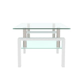 Glass Coffee Table for Living Room, Modern Coffee Table with Black Tempered Glass