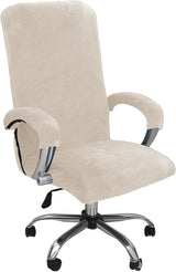 Velvet Plush Stretch Computer Office Chair Cover with Armrest,Solid Color Spandex Slipcover