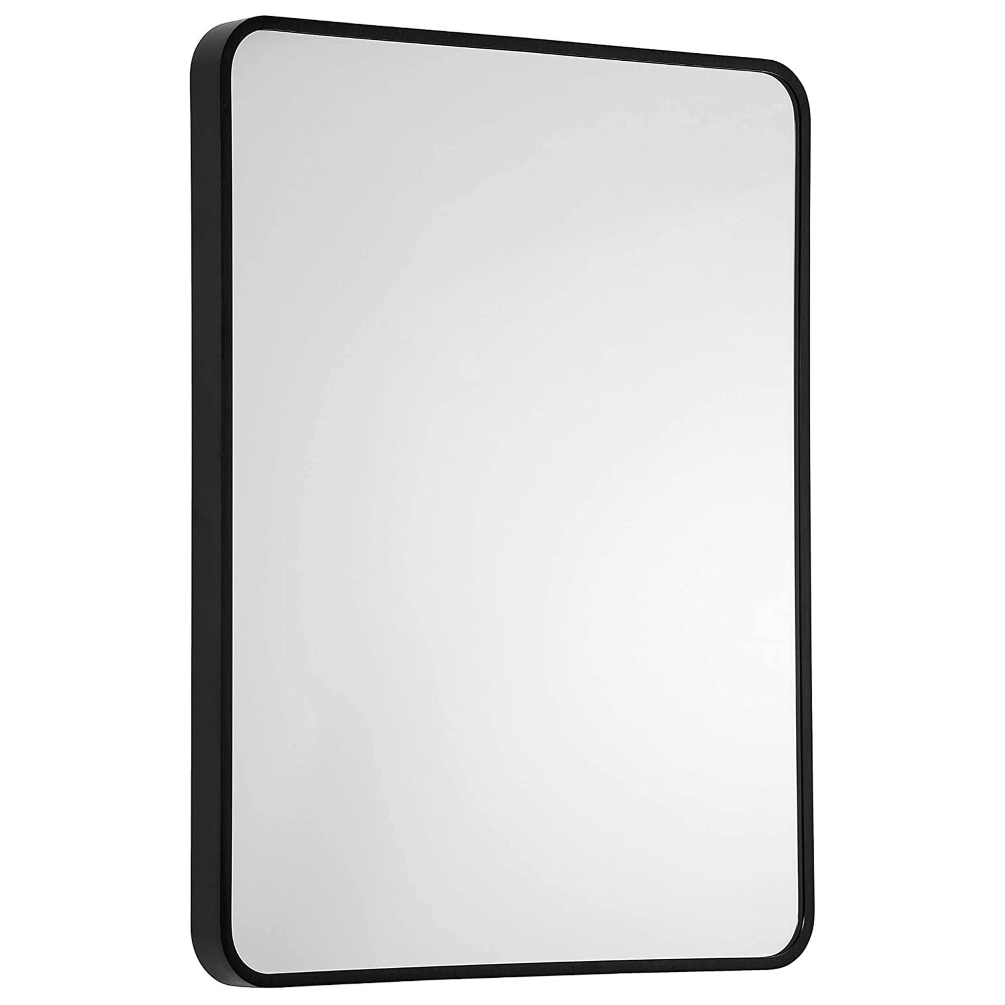 Black Bathroom Mirror for Wall -Rectangular Aluminum Metal Frame