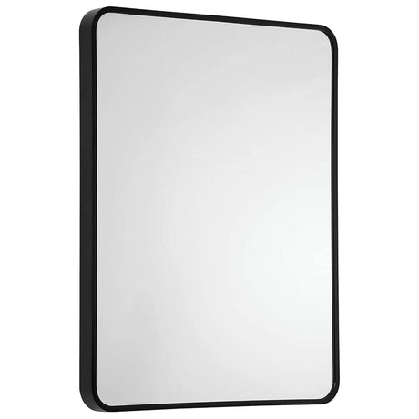 Black Bathroom Mirror for Wall 22"x28" -Rectangular Aluminum Metal Frame with Round