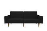 Paxson Convertible Futon Couch Bed with Linen Upholstery and Wood Legs -