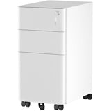 3-Drawer Metal Filing Cabinet with Keys, Compact Slim Portable File Cabinet