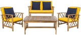 Outdoor Collection Fontana Natural/ Beige 4-Piece Conversation Patio Set with Cushions