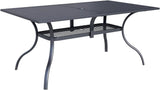 Patio Dining Table, 60" x 37" Rectangle Metal Steel Slat Table