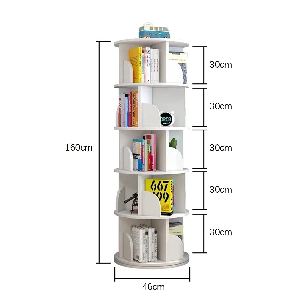 Rotating Stackable Shelves Bookshelf Organizer (White)