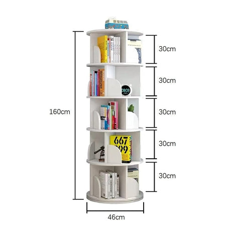 Rotating Stackable Shelves Bookshelf Organizer (White)