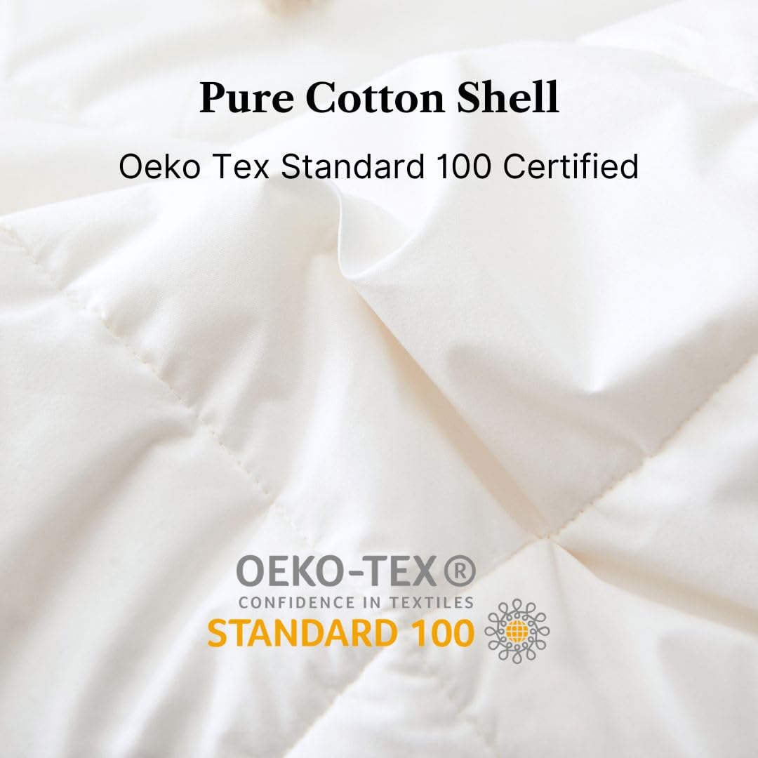 Royal Elite Goose Feather Down Comforter King Size-Made in Canada White Goose Feather Duvet Insert-Fluffy Hotel Comforter with Oeko Tex Cotton Shell