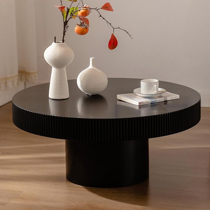 Round Drum Coffee Table White Round Fluted Coffee Table Wood Circle