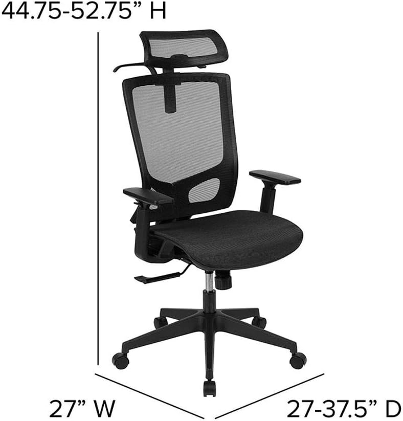 Ergonomic Mesh Office Chair with Synchro-Tilt, Pivot Adjustable Headrest, Lumbar