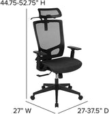 Ergonomic Mesh Office Chair with Synchro-Tilt, Pivot Adjustable Headrest, Lumbar