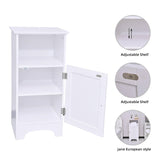 Bathroom Storage Cabinet, Compact Wooden Single Door Floor Cabinet with Adjustable