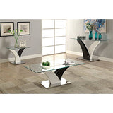 Tri Contemporary Glass Top Console Table in White and Gray