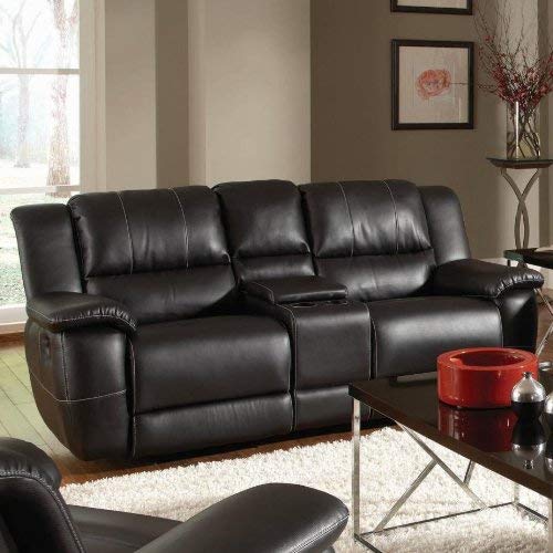 Gliding Loveseat with Console Black 601062