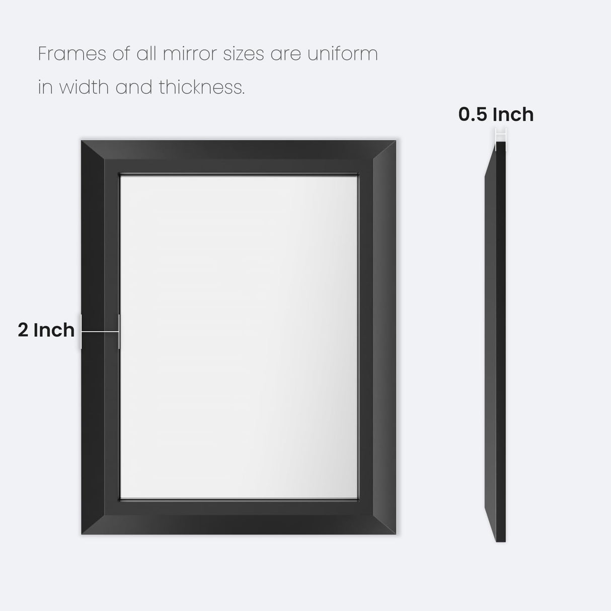 Amorho Black Bathroom Mirror, 60x28 Inch Thick Metal Framed Wall Mirrors for Over 2 Sinks, Bedroom, Living Room, Entryway, Large Rectangle Wall-Mounted Mirrors.