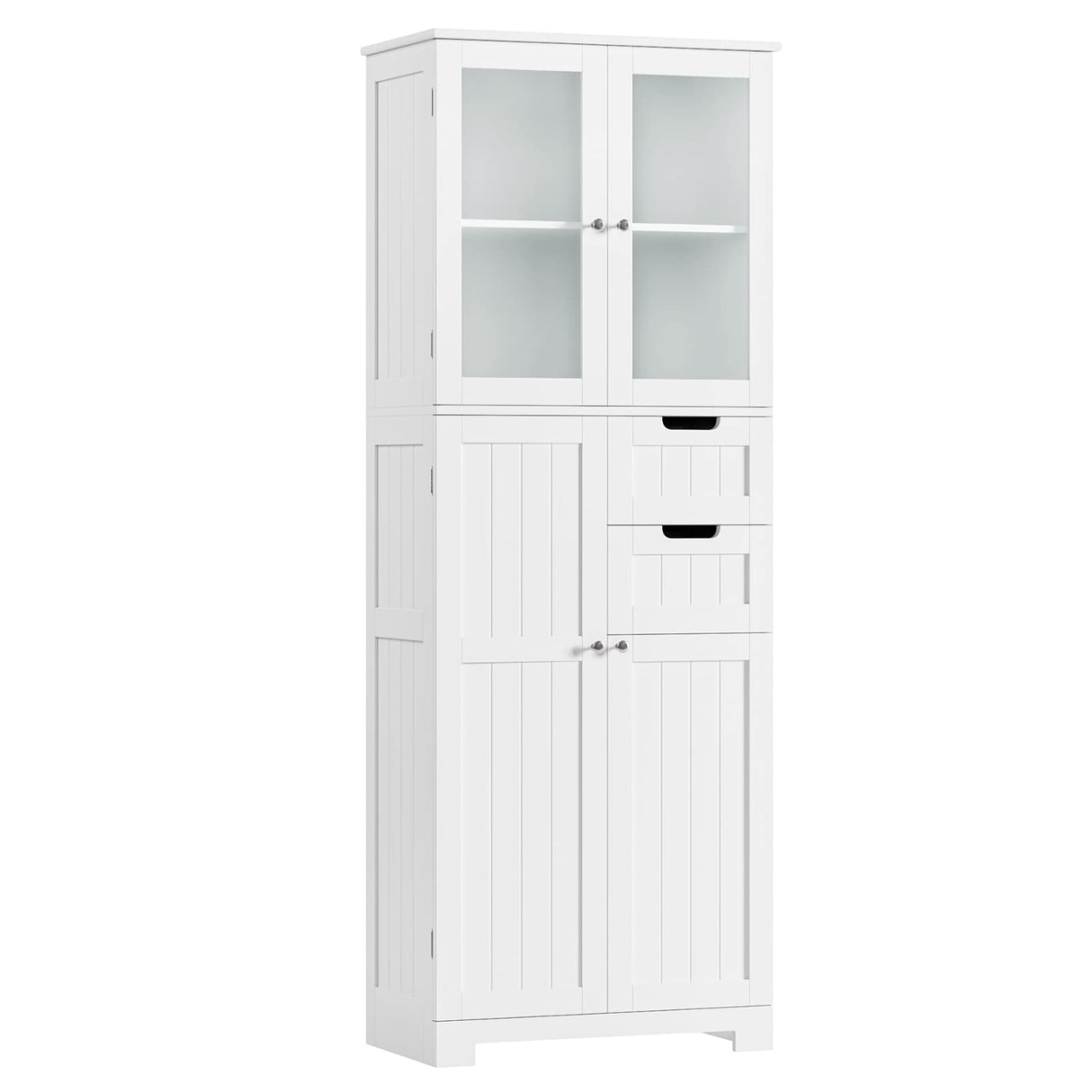 67'' Tall Storage Cabinet, Bathroom Storage Cabinet with Glass Doors and Shelves,