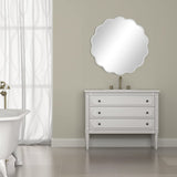 22 Inch White Round Wavy Mirror