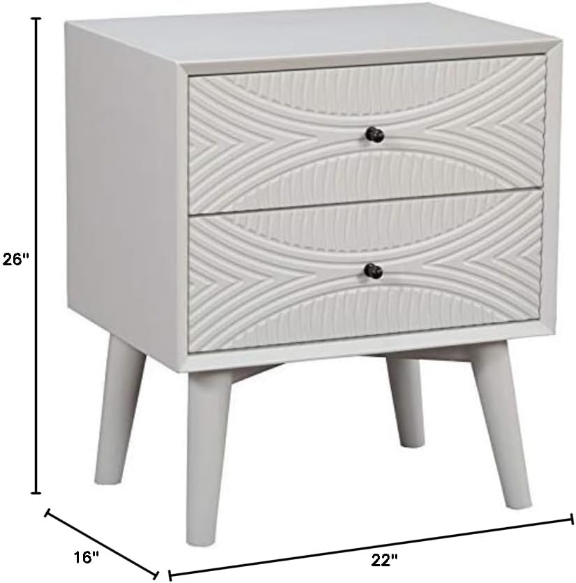 Furniture Tranquility 2 Drawer Nightstand, 22" W X 16" D X 26" H, white