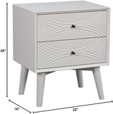 Furniture Tranquility 2 Drawer Nightstand, 22" W X 16" D X 26" H, white