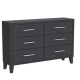 Bedroom-Six Drawer-Modern Design-Easy Assembly, Black Dresser, 55x35x16 inches