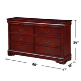 Acme Louis Philippe III 6 Drawers Dresser in Cherry