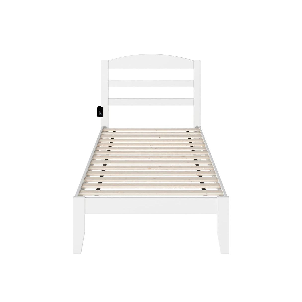 Traditional Twin XL Bed with USB Charger in White