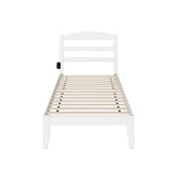 Traditional Twin XL Bed with USB Charger in White