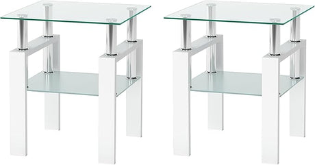 Modern Tempered Glass Coffee Table Set - 1/2/3 Piece Living Room Table Set - Sleek Design