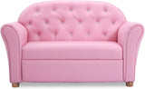 Couch, 2 in 1 Princess Double Seat Children's Sofa w/PU Leather Surface, Toddler Armrest Chair for Bedroom, Kids Room, Mini Sofa for Kids Loveseat Baby Girls Birthday