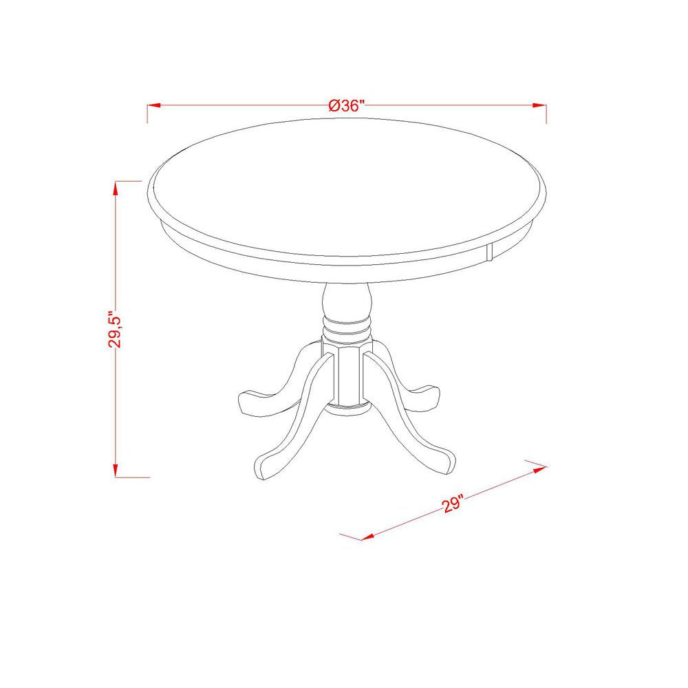 ANVA5-OAK-W 5 Piece Dining Set Includes a Round Dining Room Table with Pedestal