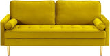67'' Velvet Sofa Bed, Modern Loveseat with Gold Metal Legs and 2 Bolster Pillows