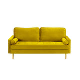 67'' Velvet Sofa Bed, Modern Loveseat with Gold Metal Legs and 2 Bolster Pillows