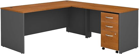 Series C 72W L Shaped Desk with 48W Return and Mobile File Cabinet in Mocha Cherry