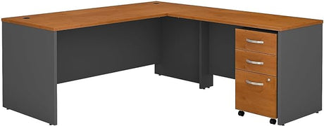 Series C 72W L Shaped Desk with 48W Return and Mobile File Cabinet in Hansen Cherry