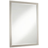 Metzeo Rectangular Vanity Decorative Wall Mirror Modern Sleek Brushed Nickel Metal