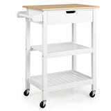 Kitchen Island Cart with Storage, Rolling Bamboo Kitchen Cart on Wheels