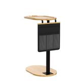 Couch Side Table with Adjustable Heights, Bamboo Sofa Tray Table with Storage Pocket