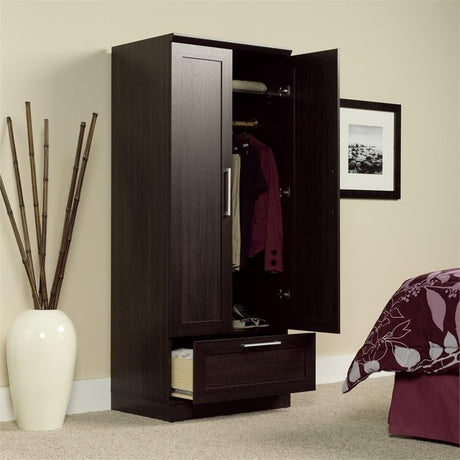 Wardrobe Armoire, Storage Cabinet with 1-Drawer and Garment Rod in Dakota