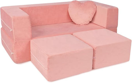 Modular Kids Sofa for Toddler and Baby Playroom/Bedroom Furniture (Pink) with Bonus