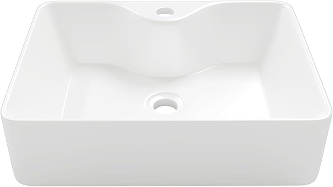 Vessel Sink, Eridanus 21" x 13" Semi-Recessed Bathroom Sink Rectangular