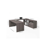 3 Plus U-Shaped Executive Desk, 72W, Bark Grey