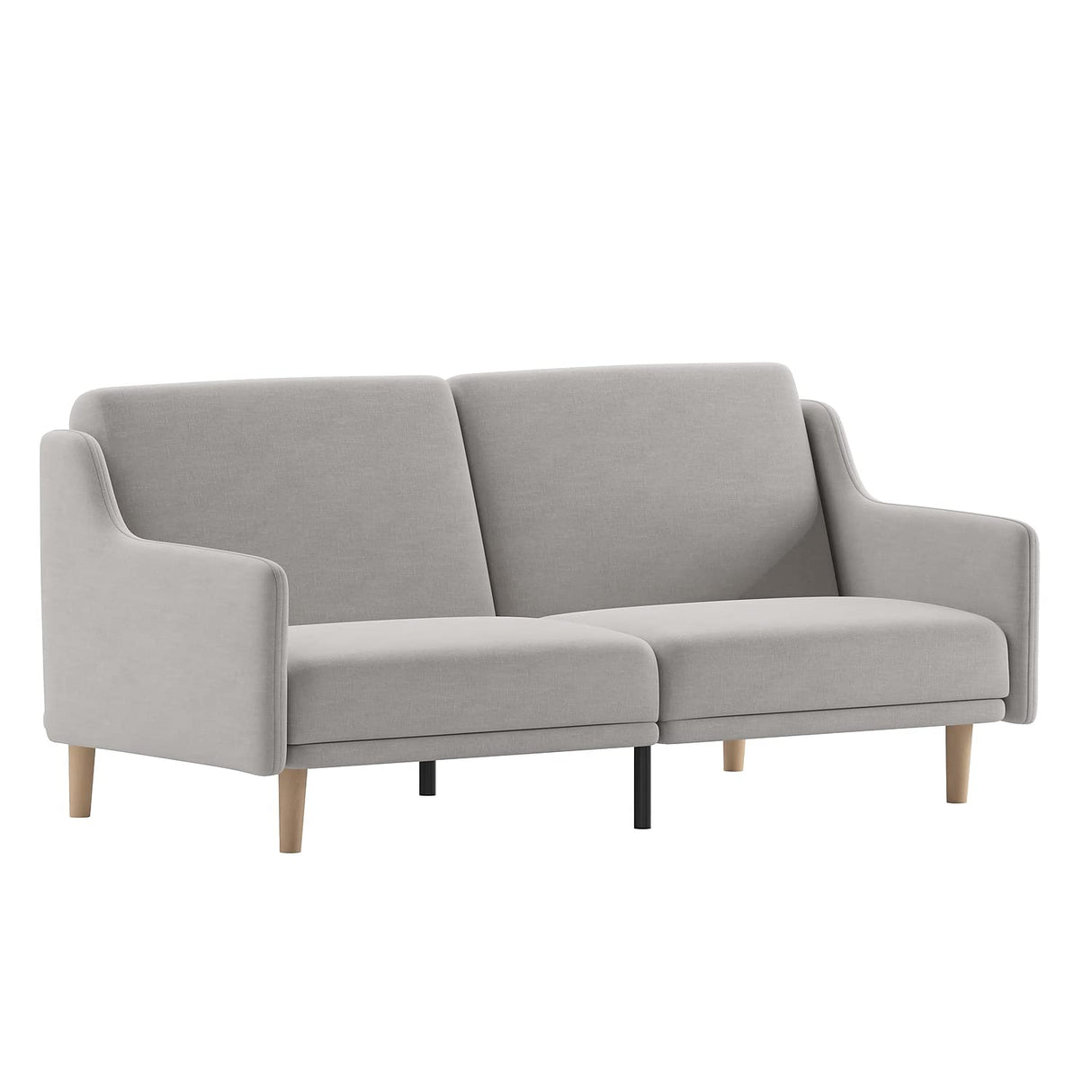Delphine Convertible Split Back Sofa Futon - Gray Faux Linen Upholstery