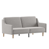 Delphine Convertible Split Back Sofa Futon - Gray Faux Linen Upholstery