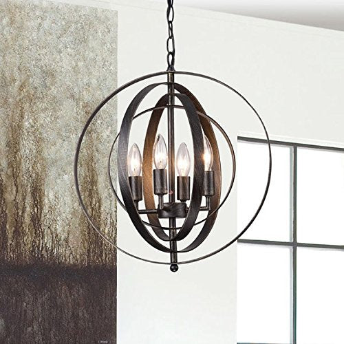 Jojospring Benita Antique Black Iron 4-Light Orb Chandelier