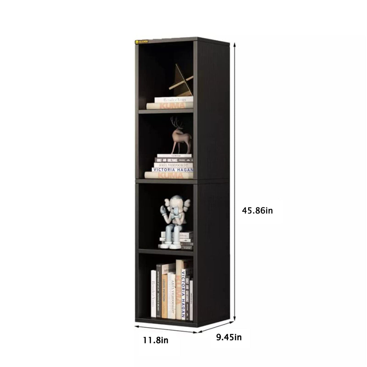 4-Shelf Narrow Bookcase Bookshelf 4-Tier Open Shelf Bookcase Cubby Storage