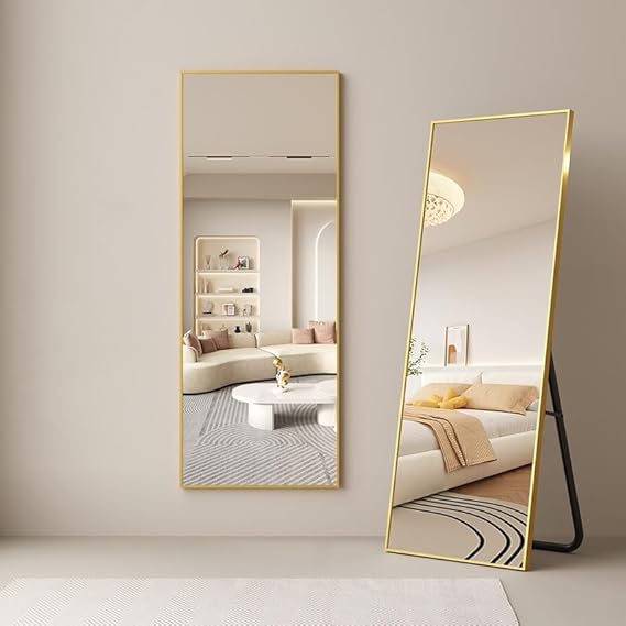 Full Length Mirror 64x21 - Wall Mounted or Leaning Floor Mirror with Stand