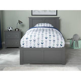 Wood Twin XL Platform Panel Bed with Trundle in Gray